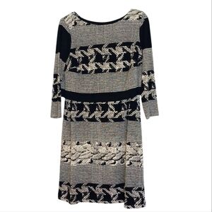 Donna Morgan Stretch Jersey Knit Popover Dress Women's Sz 10 Houndstooth Print